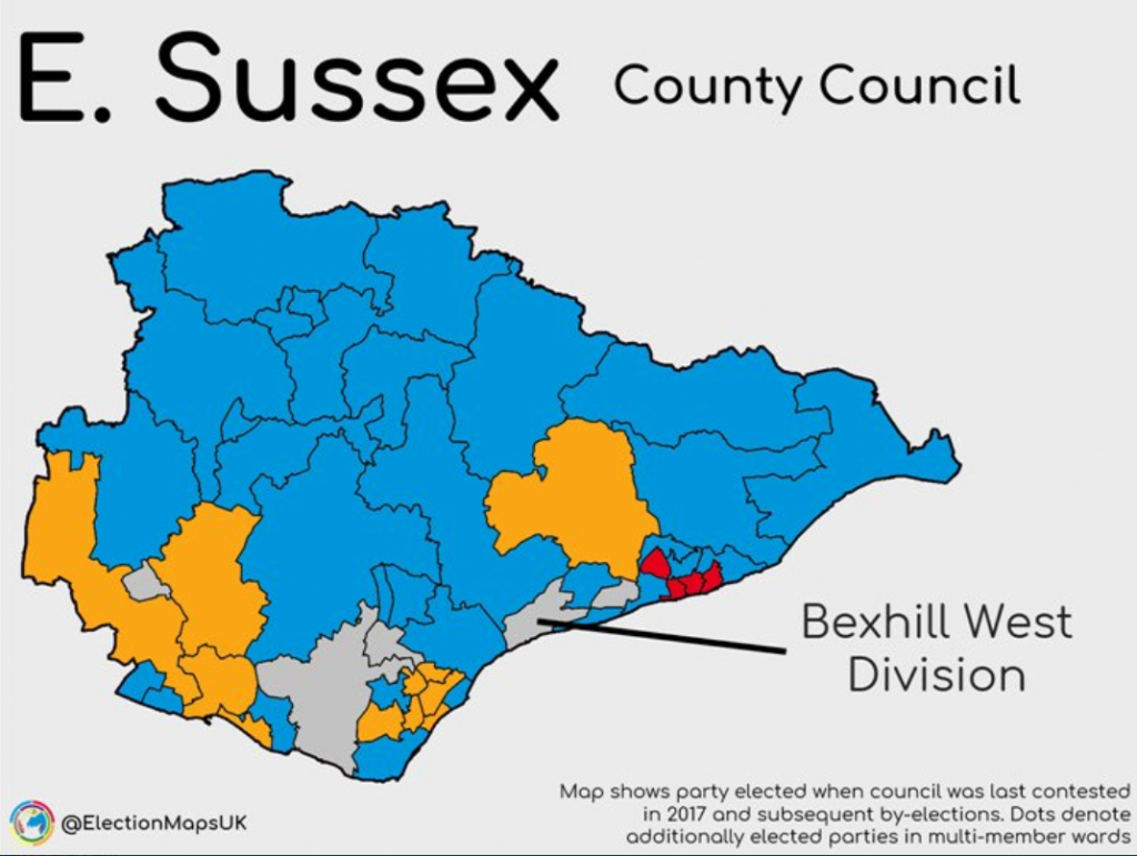 Graphic showing East Sussex County Council election results 2017.