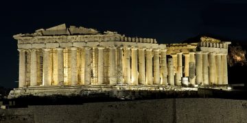 Parthenon at night