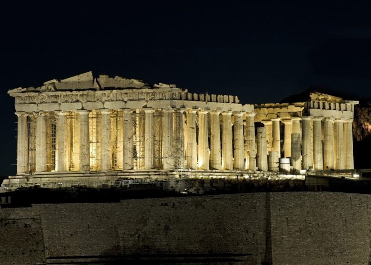 Parthenon at night