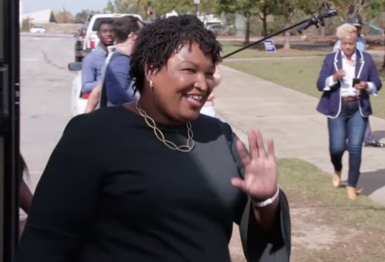 Stacey Abrams campaigning in 2018.