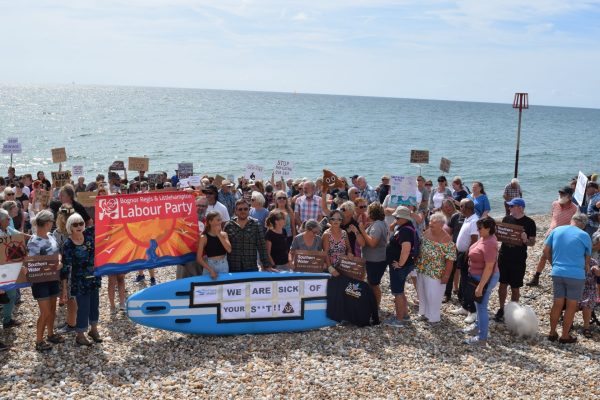 Bognor Regis Labour Party Protest on Sewage on the beach