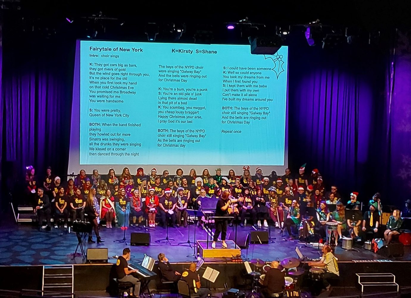 Singing 'Fairytale of New York' in Brighton Dome.