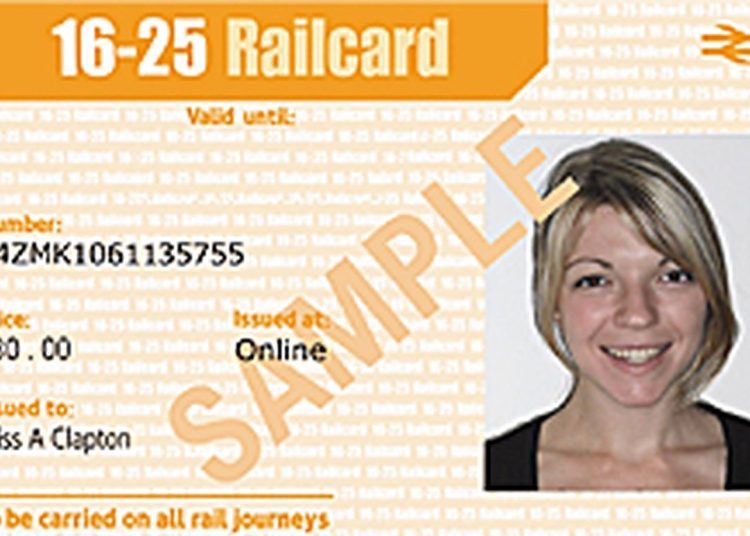Example of a 16-25 Railcard, with head and shoulders picture of smiling young woman