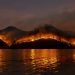 Wildfires along a coast line