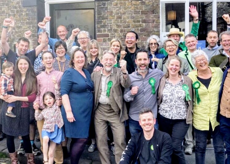 Group of Green party members celebrating election win