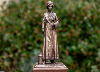 Bronze maquette of Mary Clarke by sculptor Denise Dutton.
