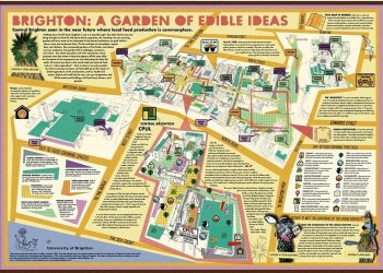 Map of central Brighton showing areas where food could be grown.