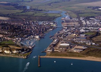 Aerial view of the port of Newhaven, East Sussex