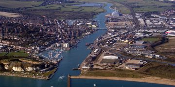 Aerial view of the port of Newhaven, East Sussex