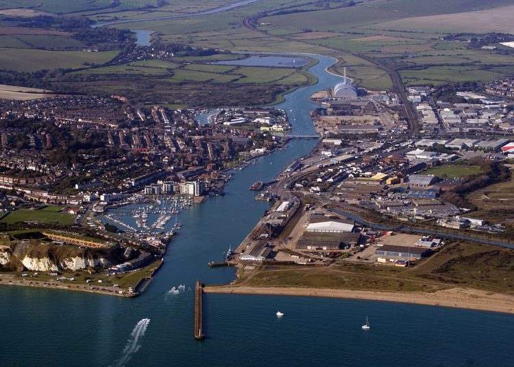 Aerial view of the port of Newhaven, East Sussex