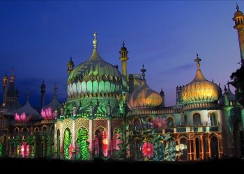Brighton's Royal Pavilion illuminated in Brighton Festival 2016.
