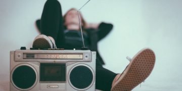 Person listening to the radio