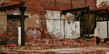 crumbling collapsed building