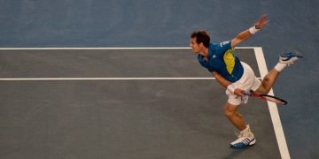Andy Murray in action in the Australian Open Quarter-final 2010
