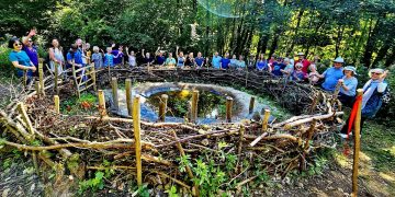 The opening of Hollingbury wildlife pond with supporters and volunteers