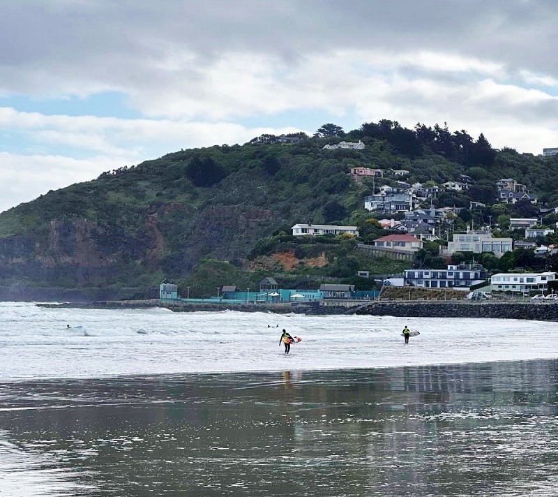 Surfers at St Clair Beach