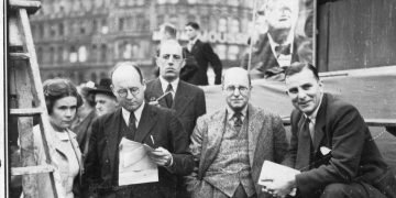 John Horner with comrades in Trafalgar Square July 1942