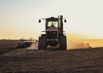 Tractor working the field