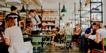 people eating in a restaurant
