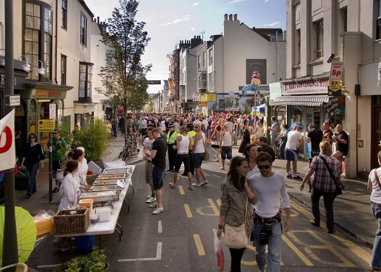 St James's Street, Kemptown, closed to traffic during Brighton Pride.