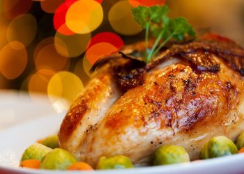 A plate of roast turkey