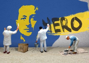 miniature figures face of Zelenskyy