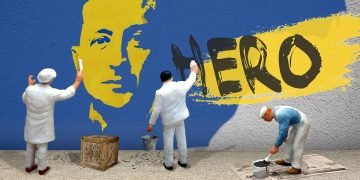 miniature figures face of Zelenskyy