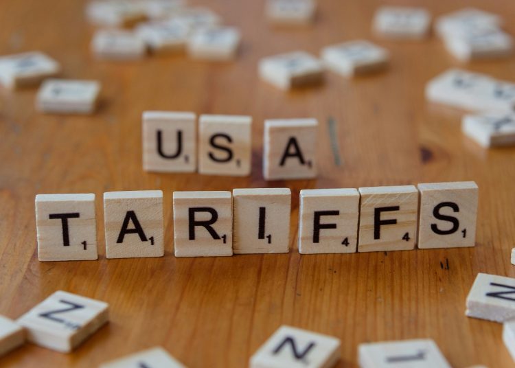 Scrabble letters spelling USA Tariffs