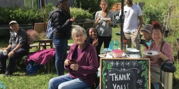 Volunteers and patients at the Wellsbourne Health Centre Community Garden