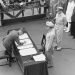 Gen. Yoshijiro Umezu, chief of the Japanese army’s general staff, signs the Instrument of Surrender on behalf of Japanese Imperial General Headquarters on the battleship USS Missouri, Sept. 2, 1945