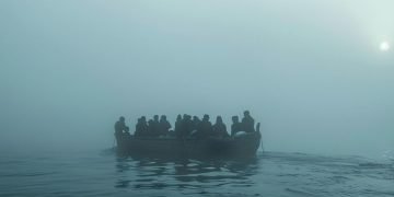 refugees in a boat - ai-generated
