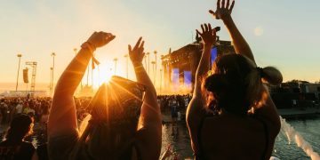 the golden hour at a festival