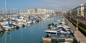 Yachts and luxury flats at Brighton Marina