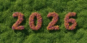 2026 in flowers against a grass background