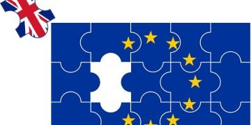 A jigsaw of the EU with Britain as a piece outside of the puzzle