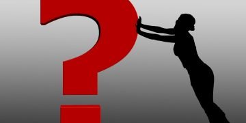 question mark pushed by silhouette of a woman