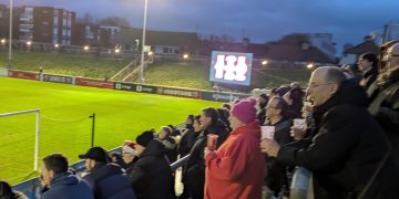 Lewes FC under lights. Credit: the author
