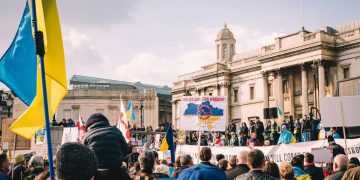 Protestors in Trafalgar Square