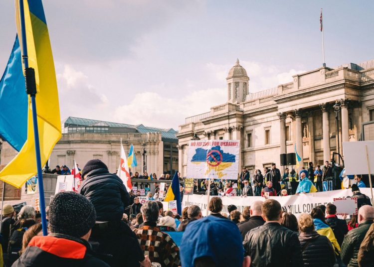Protestors in Trafalgar Square