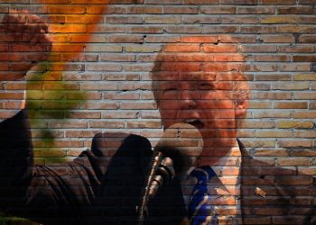 Trump shaking a fist