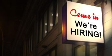 A sign saying 'Come in we're hiring'
