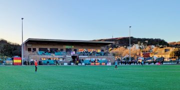 The ground and stand at Newhaven FC