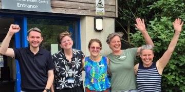 Staff outside the health centre