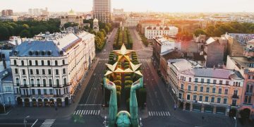 The Latvian Capital, Riga with freedom monument, Milda