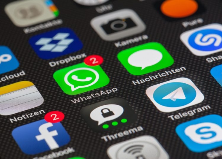 social media icons on a mobile phone