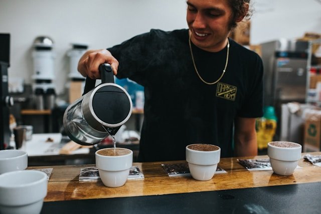 Ordering a coffee.
