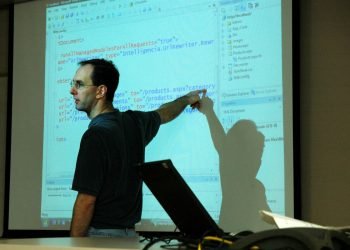 A teacher using AI