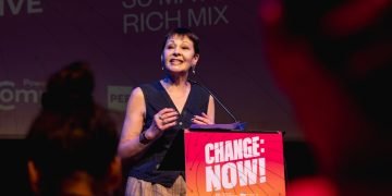 Caroline Lucas on stage