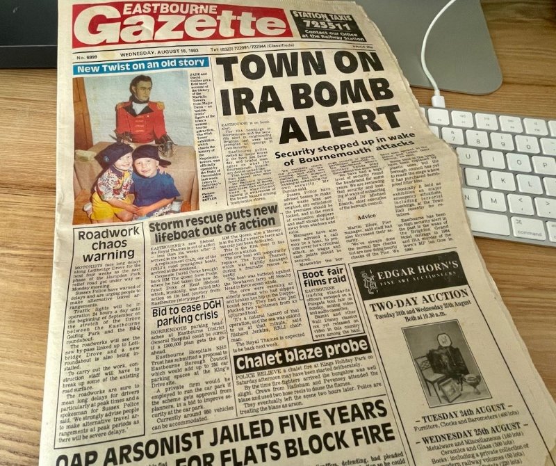 Front page of the Eastbourne Gazette