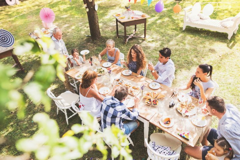 A family of different generations having a meal together